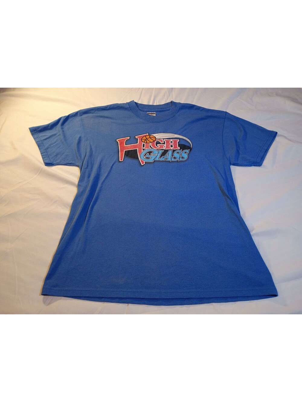 Jerzees Heavyweight Blend Blue High Glass Graphic T-Shirt Large